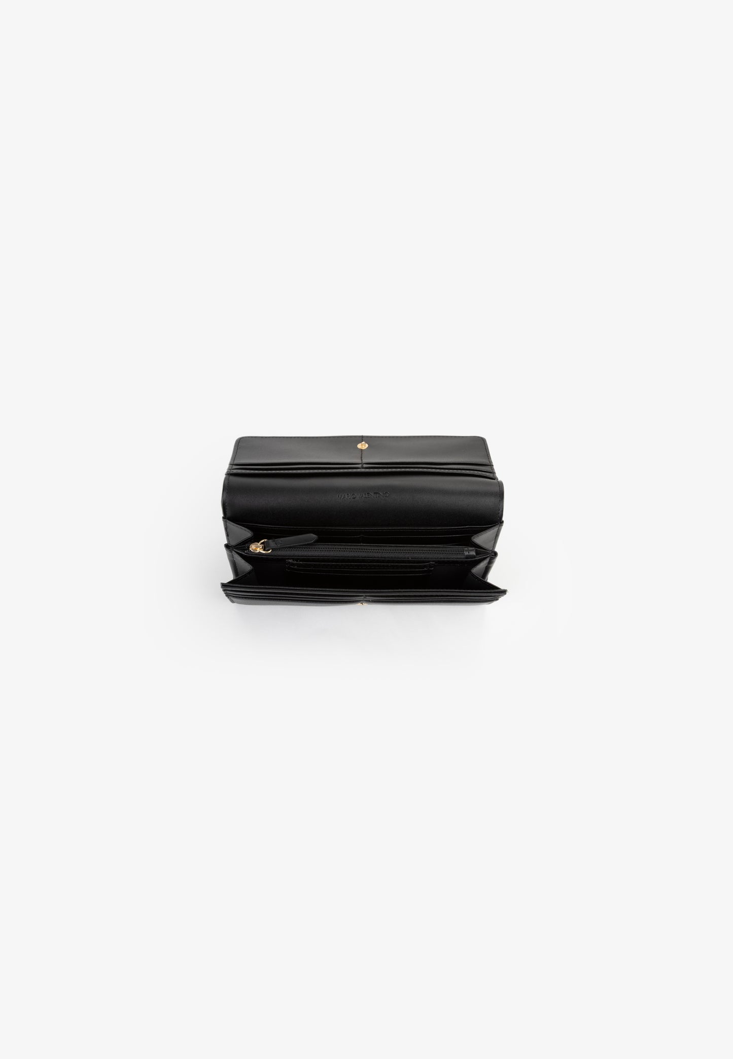 Portefeuille femme cuir grainé noir fermeture rabat