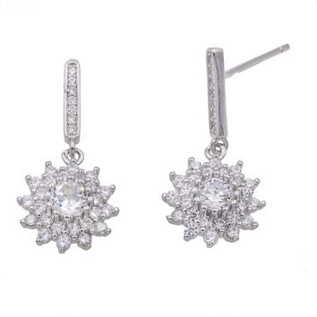 BOUCLES d'OREILLES ARGENT RHODIE - ZIRCONIA