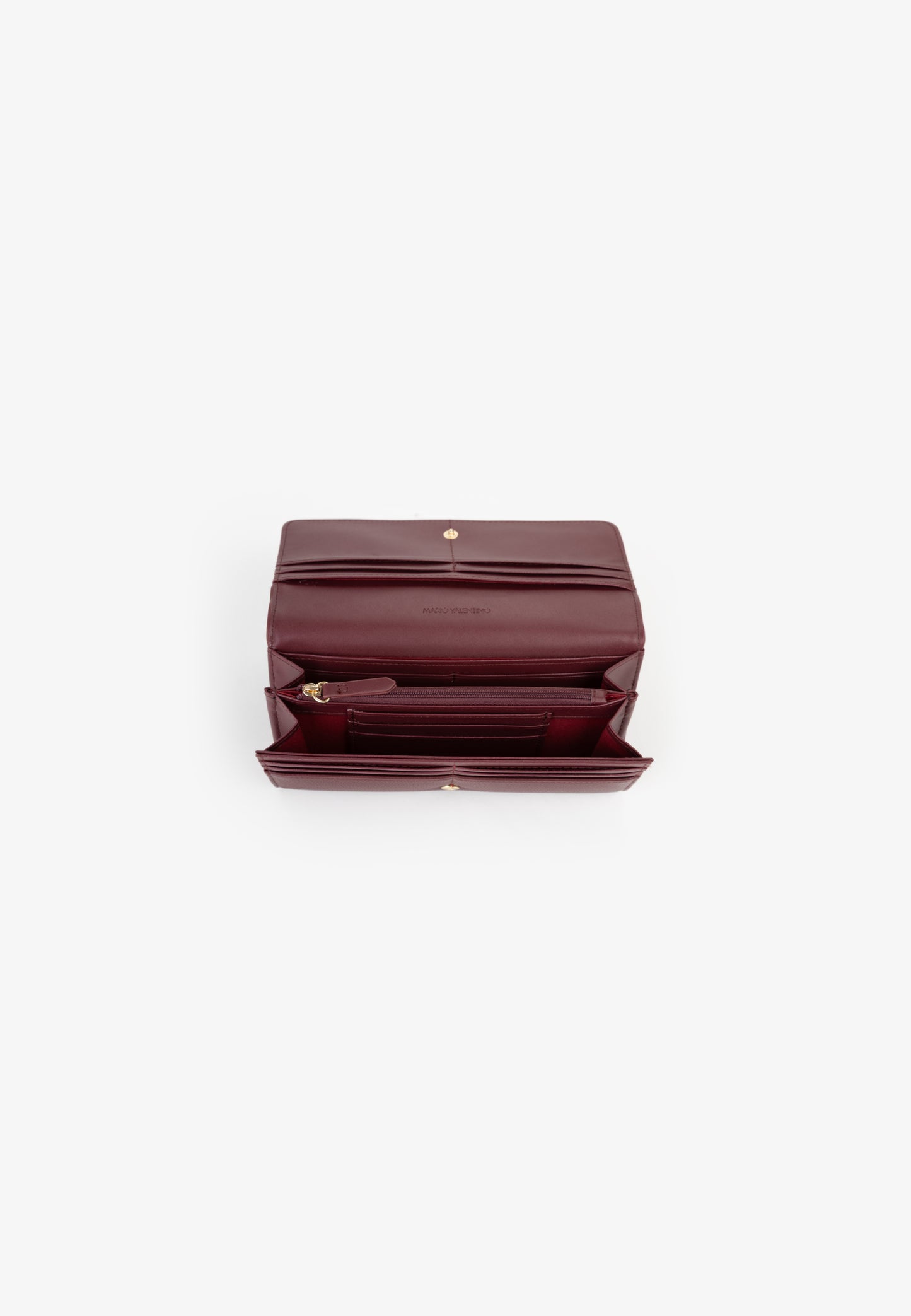 Portefeuille femme cuir grainé bordeaux à rabat