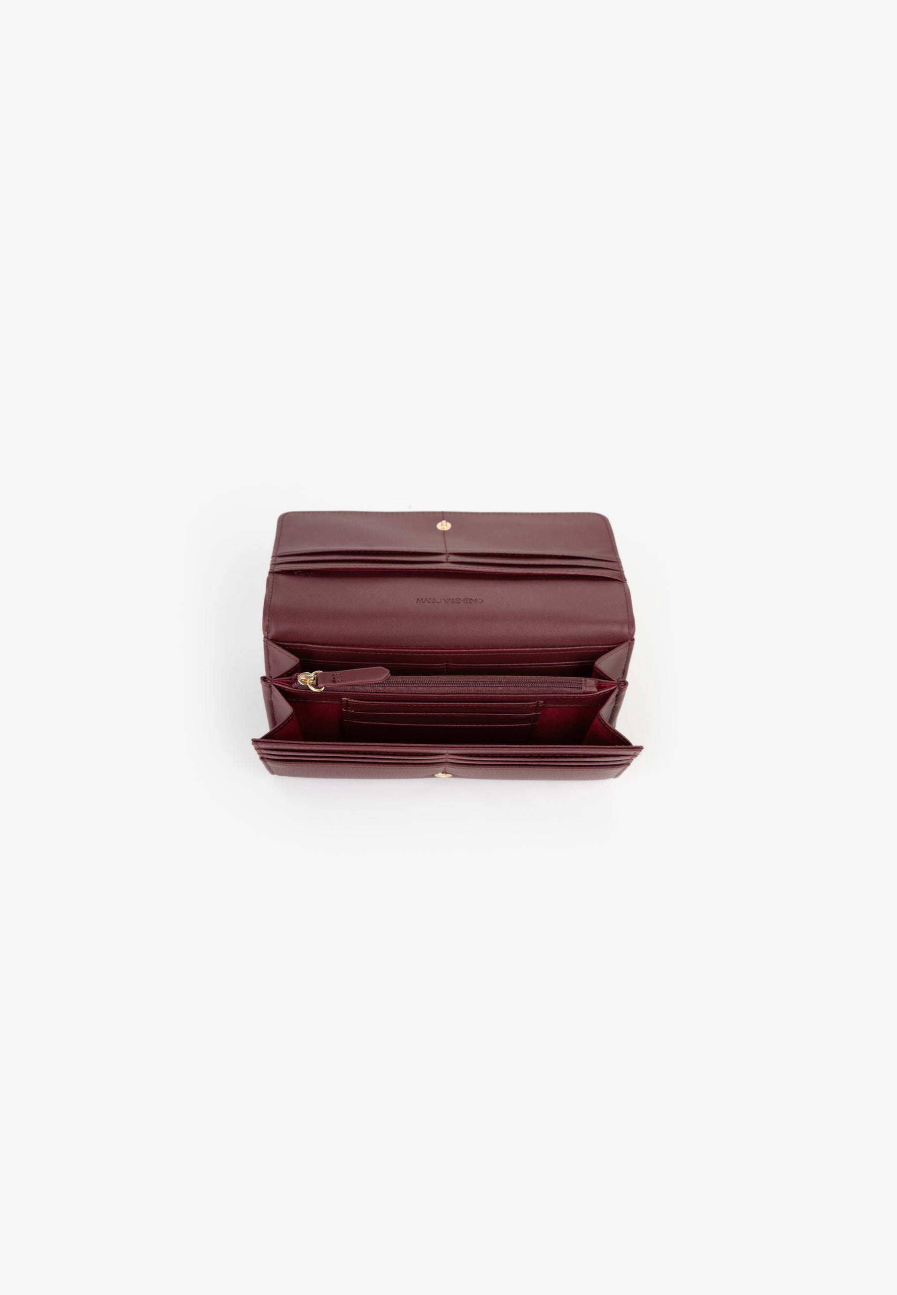 Portefeuille femme cuir grainé bordeaux à rabat