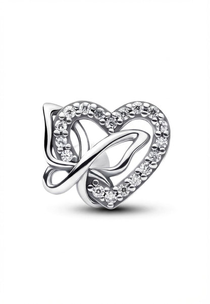 Boucles d'oreilles puces Cœur et Papillon entrelacés