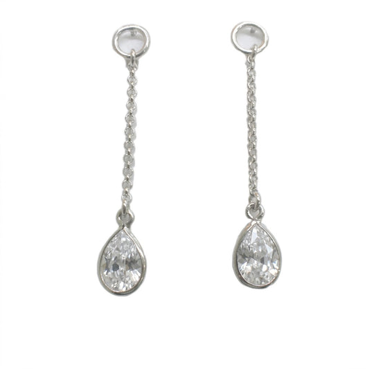 Boucles d'oreilles femme argent rhodié pendantes zirconia