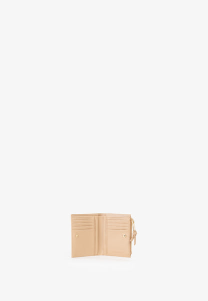 Porte-monnaie femme beige zippé porte-cartes compact