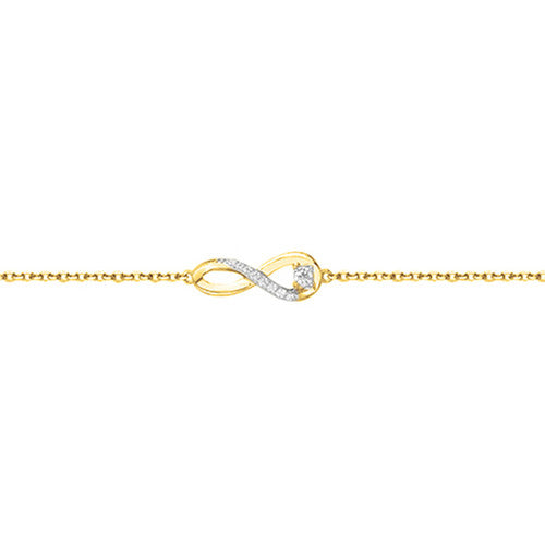 Bracelet femme plaqué or jaune motif infini zirconia