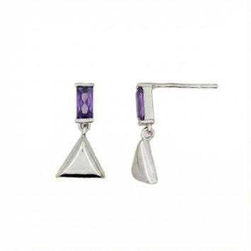 Boucles d'oreilles femme argent 925 zirconia lavande géométrique