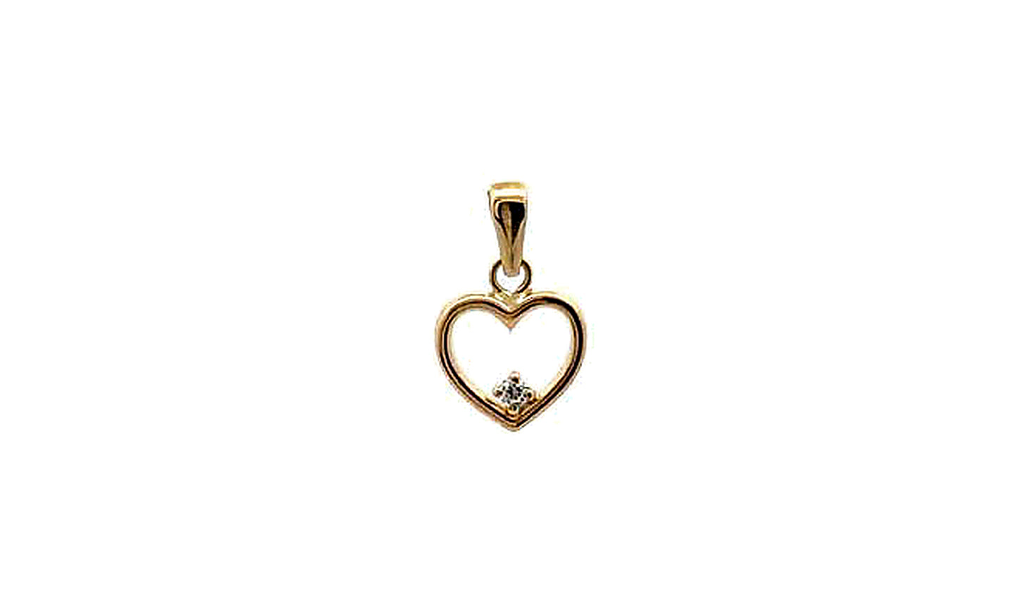 Pendentif femme or 9 carats jaune cœur zirconia