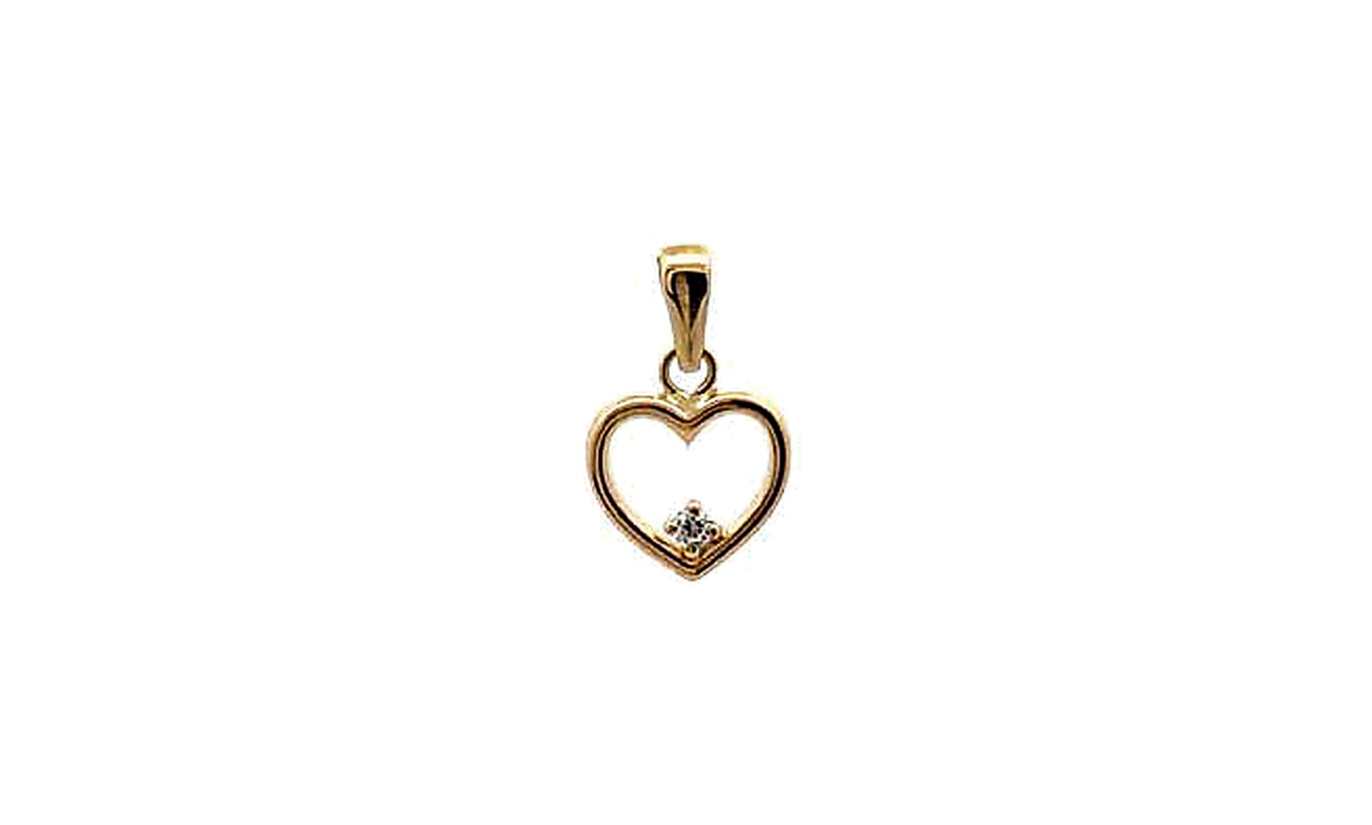Pendentif femme or 9 carats jaune cœur zirconia