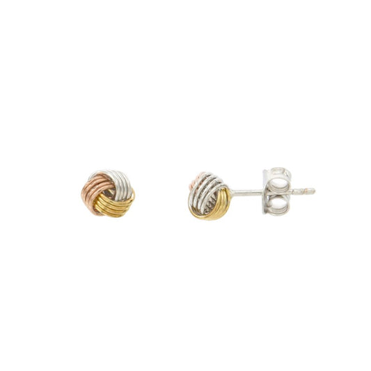 Clous d'oreilles femme argent 925 rhodié tricolore nœud