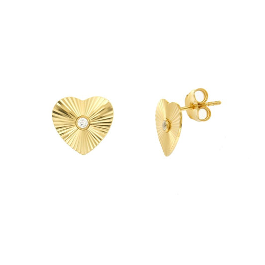 Boucles d'oreilles femme argent doré cœur zirconia