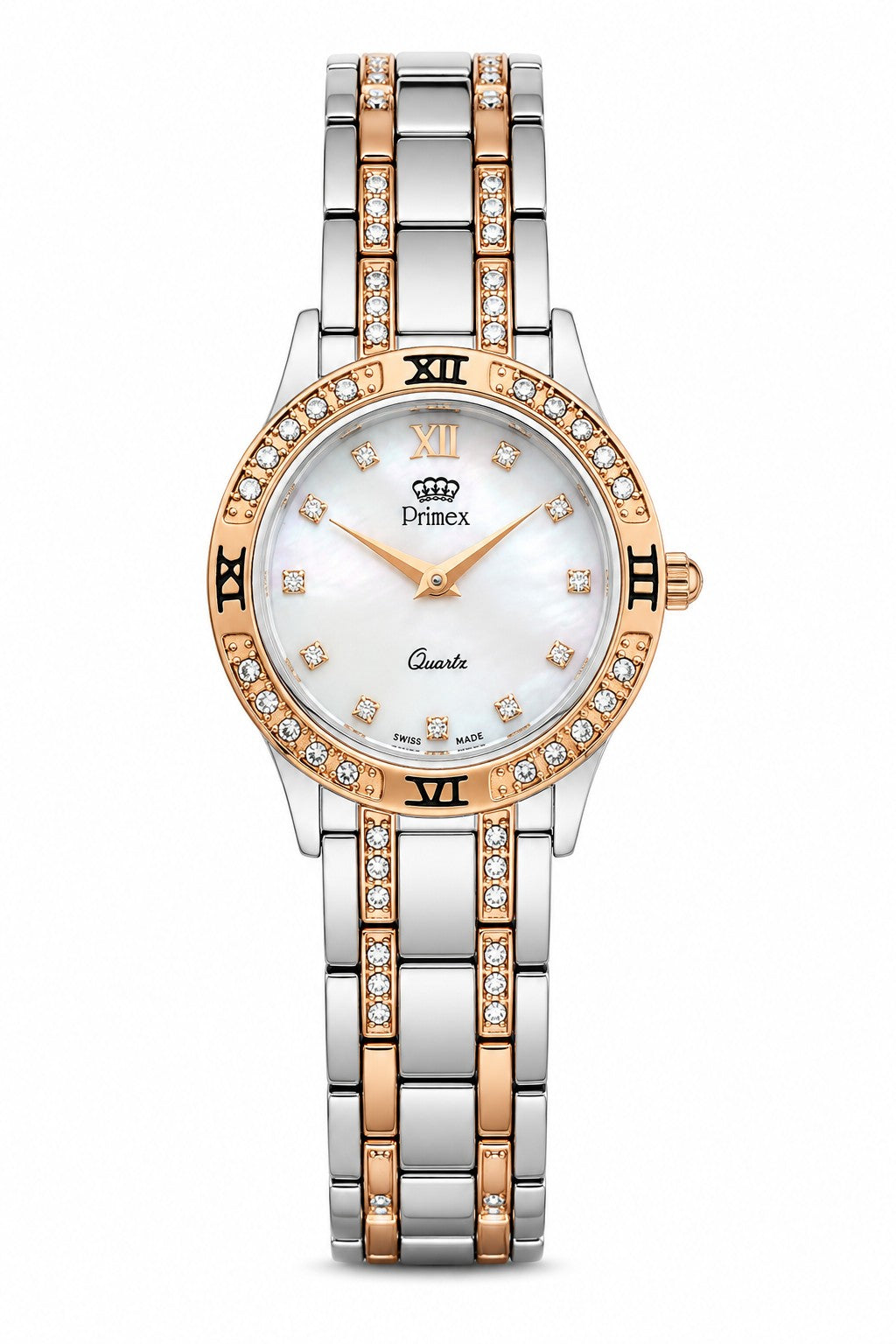 MONTRE DAME SWISS MADE - BRACELET METAL BICOLORE ROSE