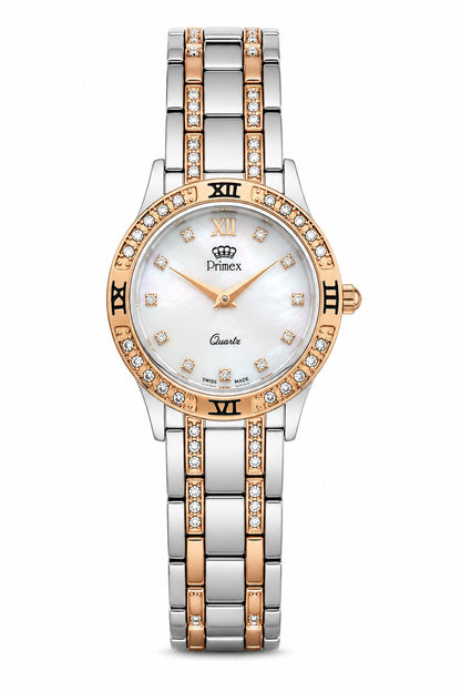 MONTRE DAME SWISS MADE - BRACELET METAL BICOLORE ROSE