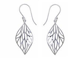 Boucles d'oreilles pendantes femme argent 925 motif feuille