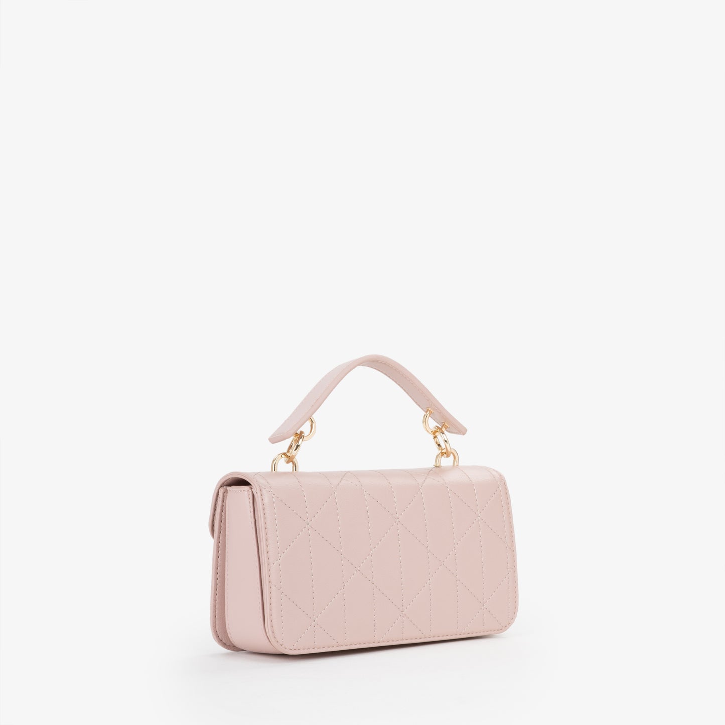 Sac à main femme matelassé rose poudré fermoir doré