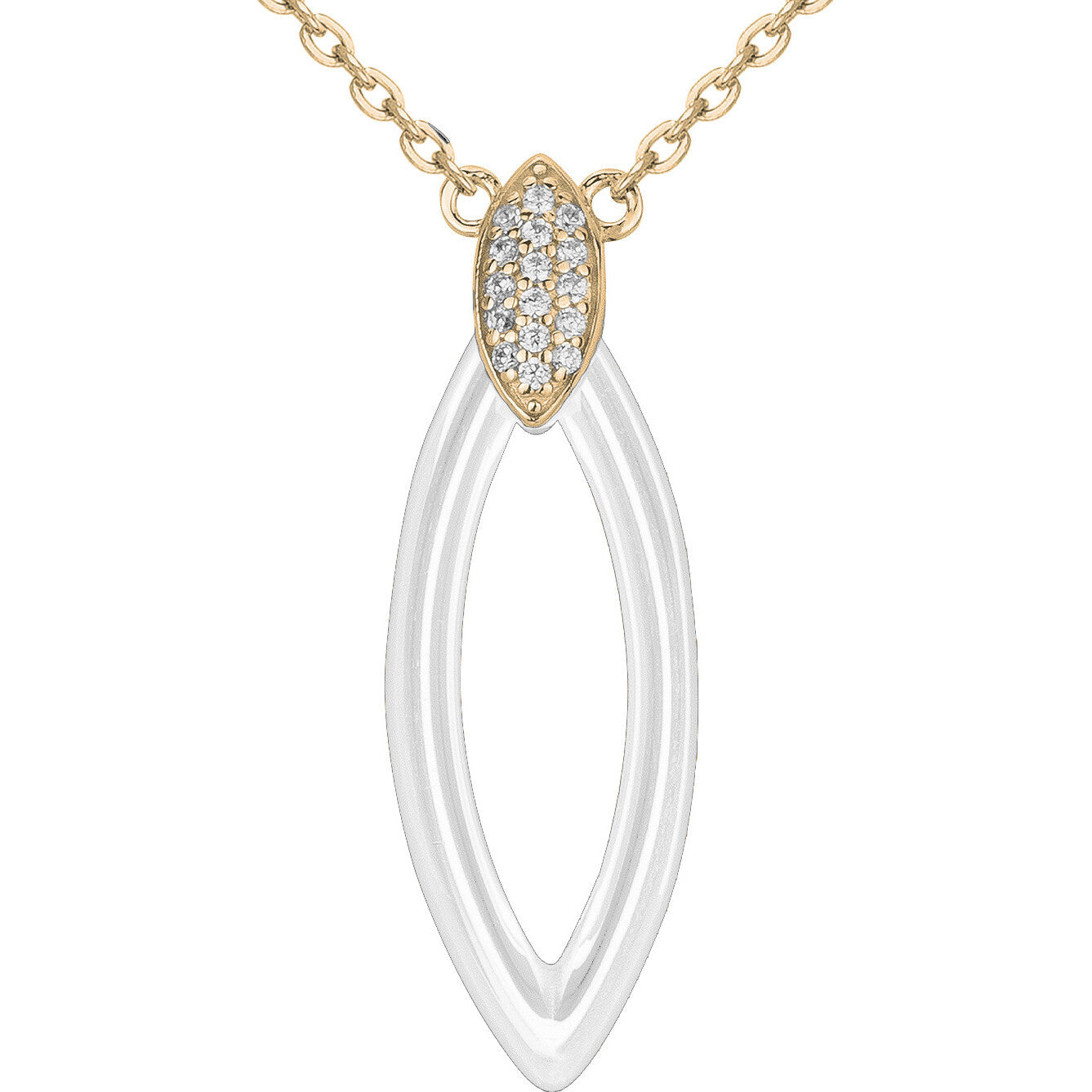 COLLIER PLAQUE - CERAMQIUE BLANCHE - ZIRCONIA