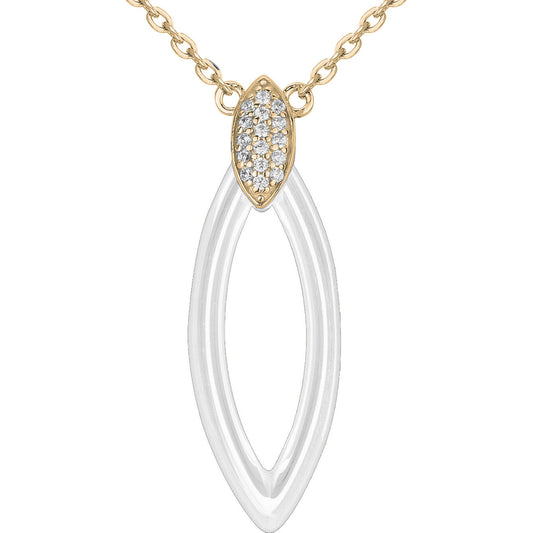 COLLIER PLAQUE - CERAMQIUE BLANCHE - ZIRCONIA