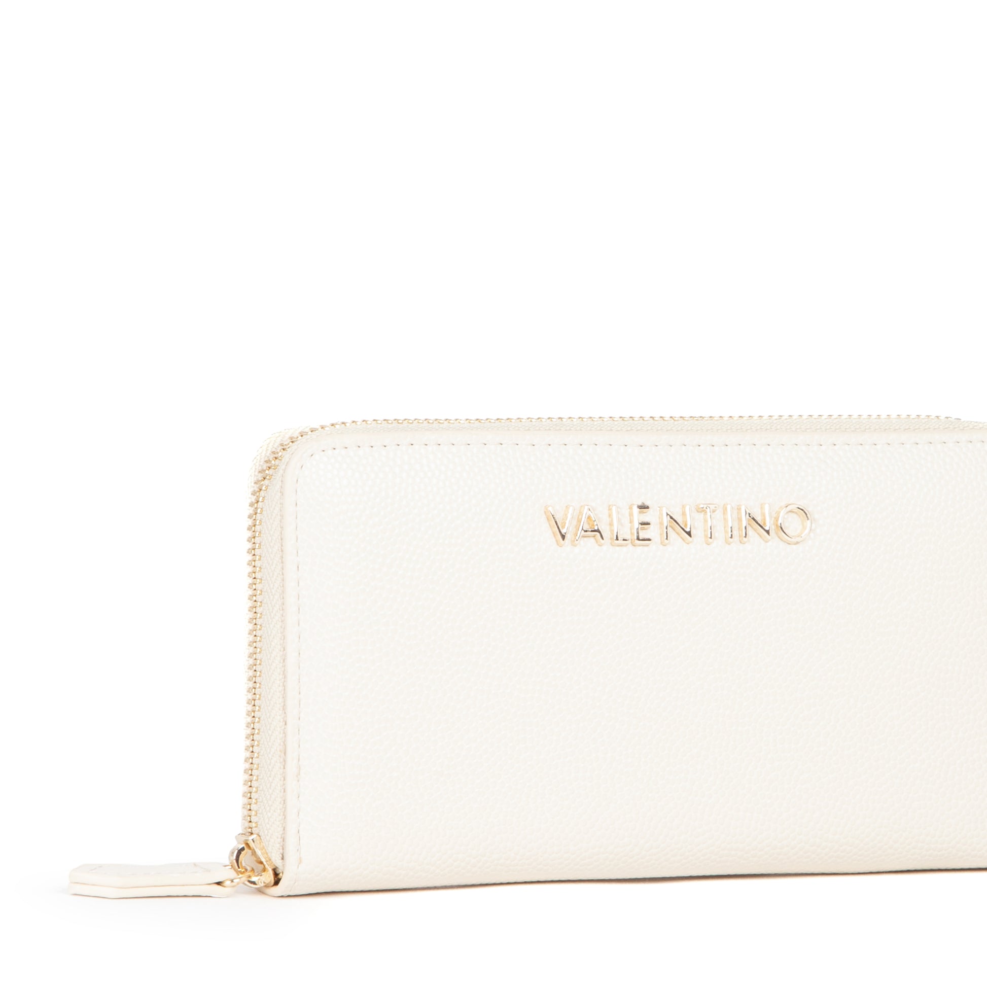 Portefeuille femme zippé beige doré élégant