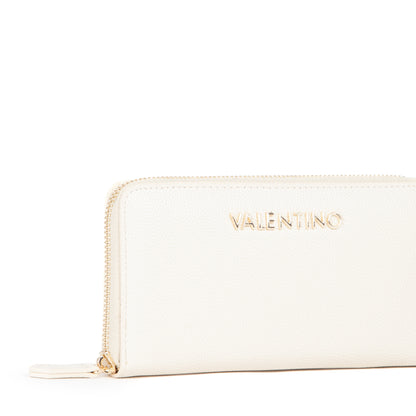 Portefeuille femme zippé beige doré élégant