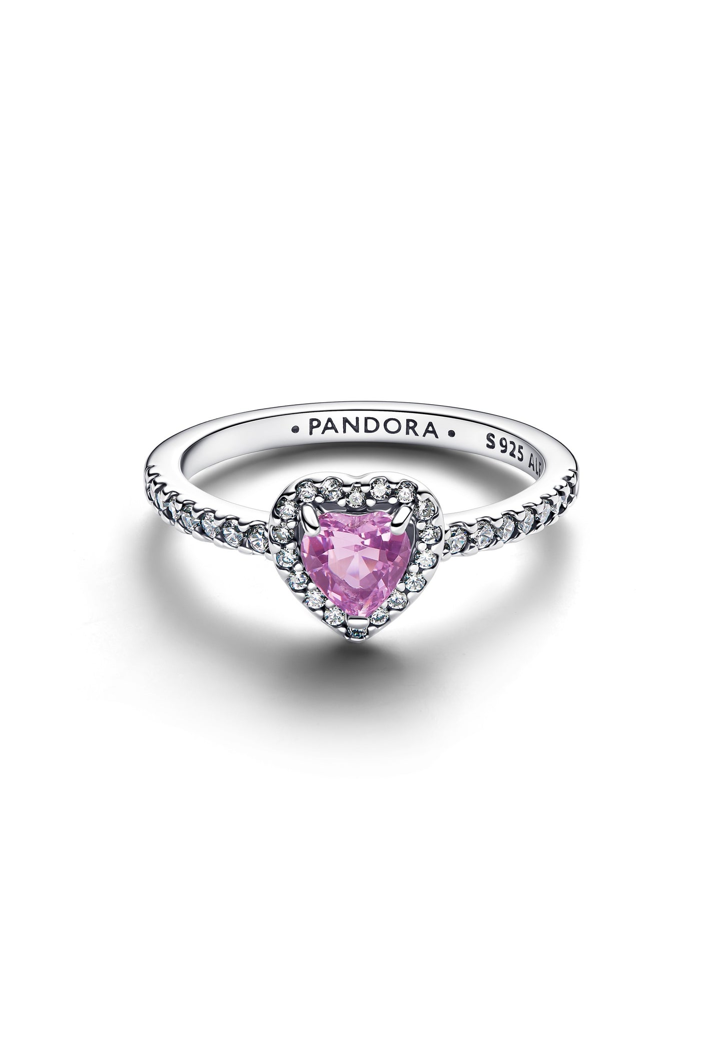 Bague cœur violet clair surélevée