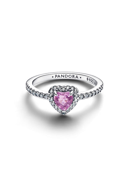 Bague cœur violet clair surélevée