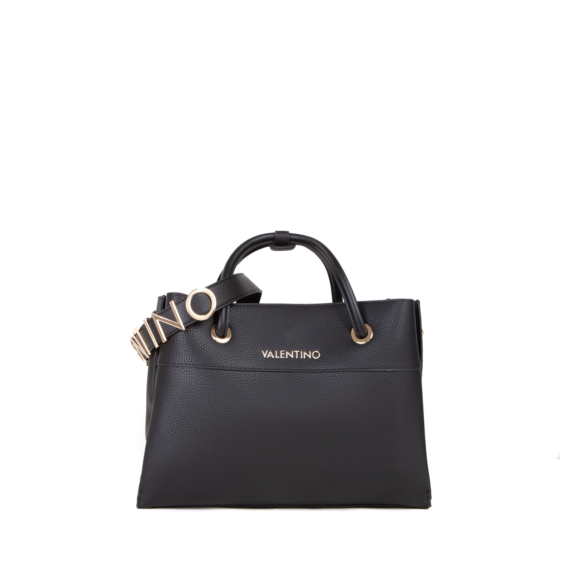 Sac à main femme noir texturé anneaux dorés élégant
