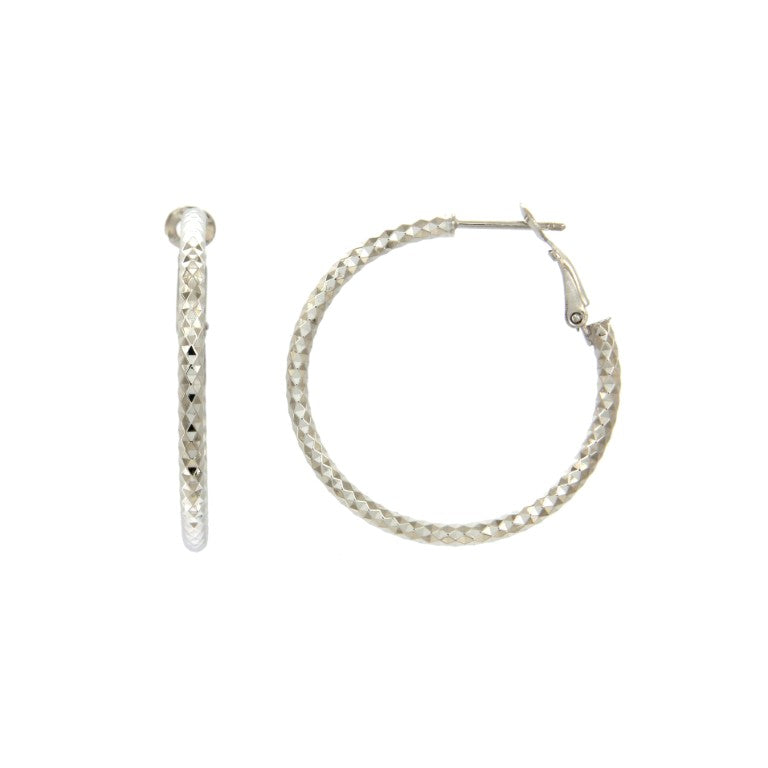 Créoles femme argent 925 rhodié facetté diamanté 34mm