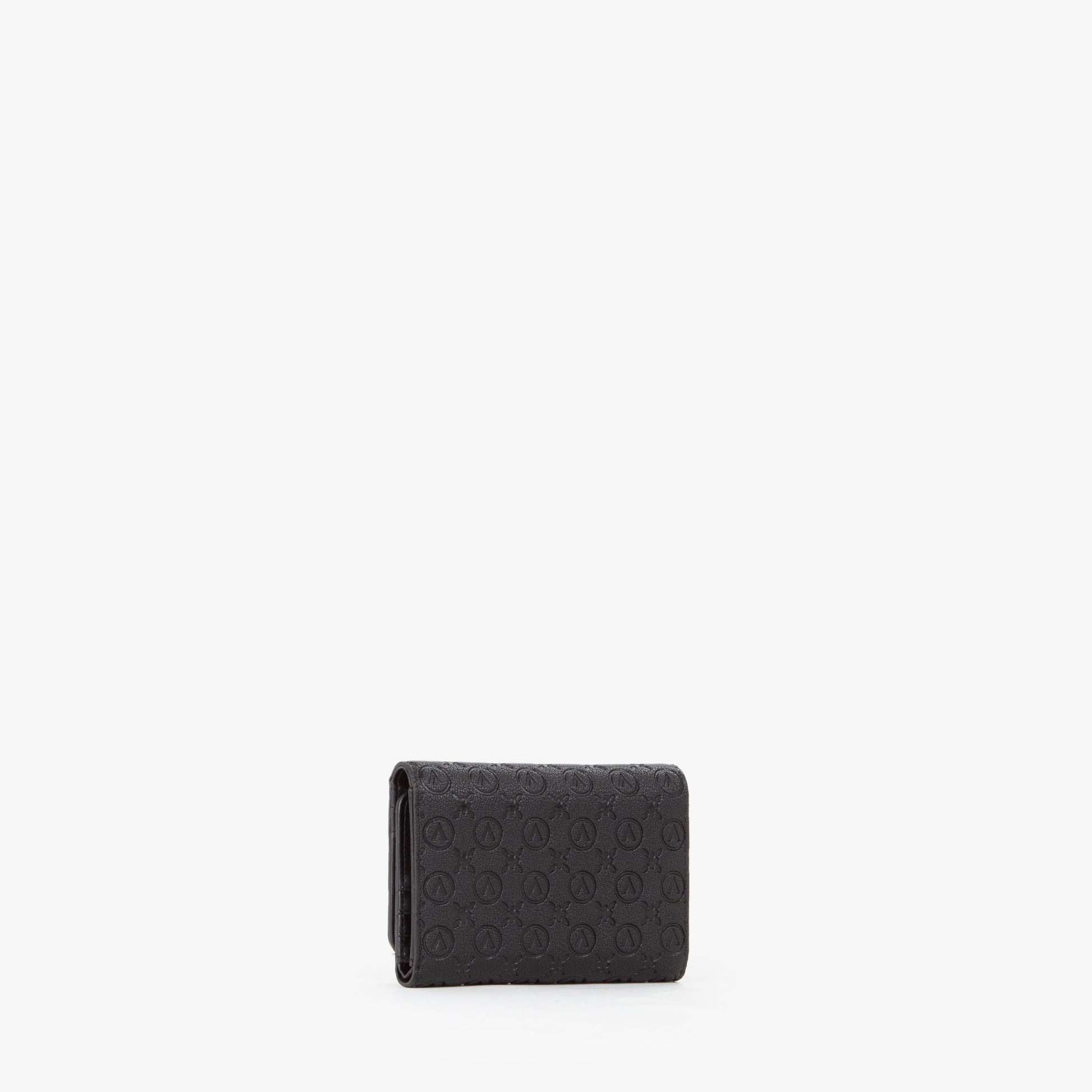 Portefeuille femme noir monogramme embossé compact