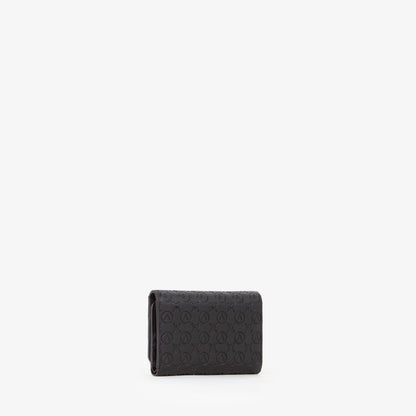 Portefeuille femme noir monogramme embossé compact