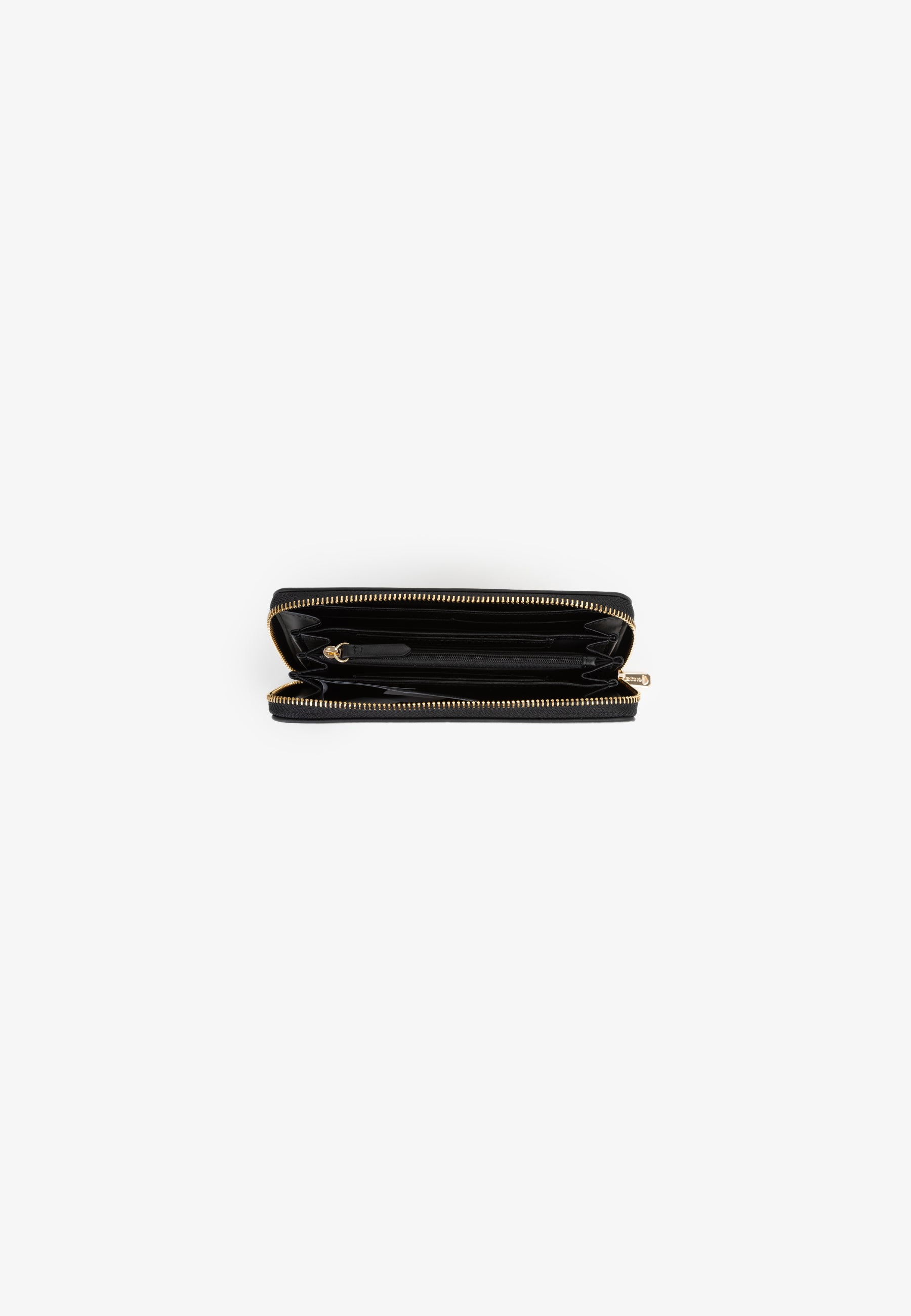Portefeuille femme zippé cuir grainé noir compact