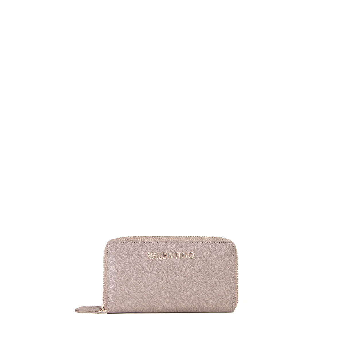 Portemonnaie femme zippé grainé taupe dorée