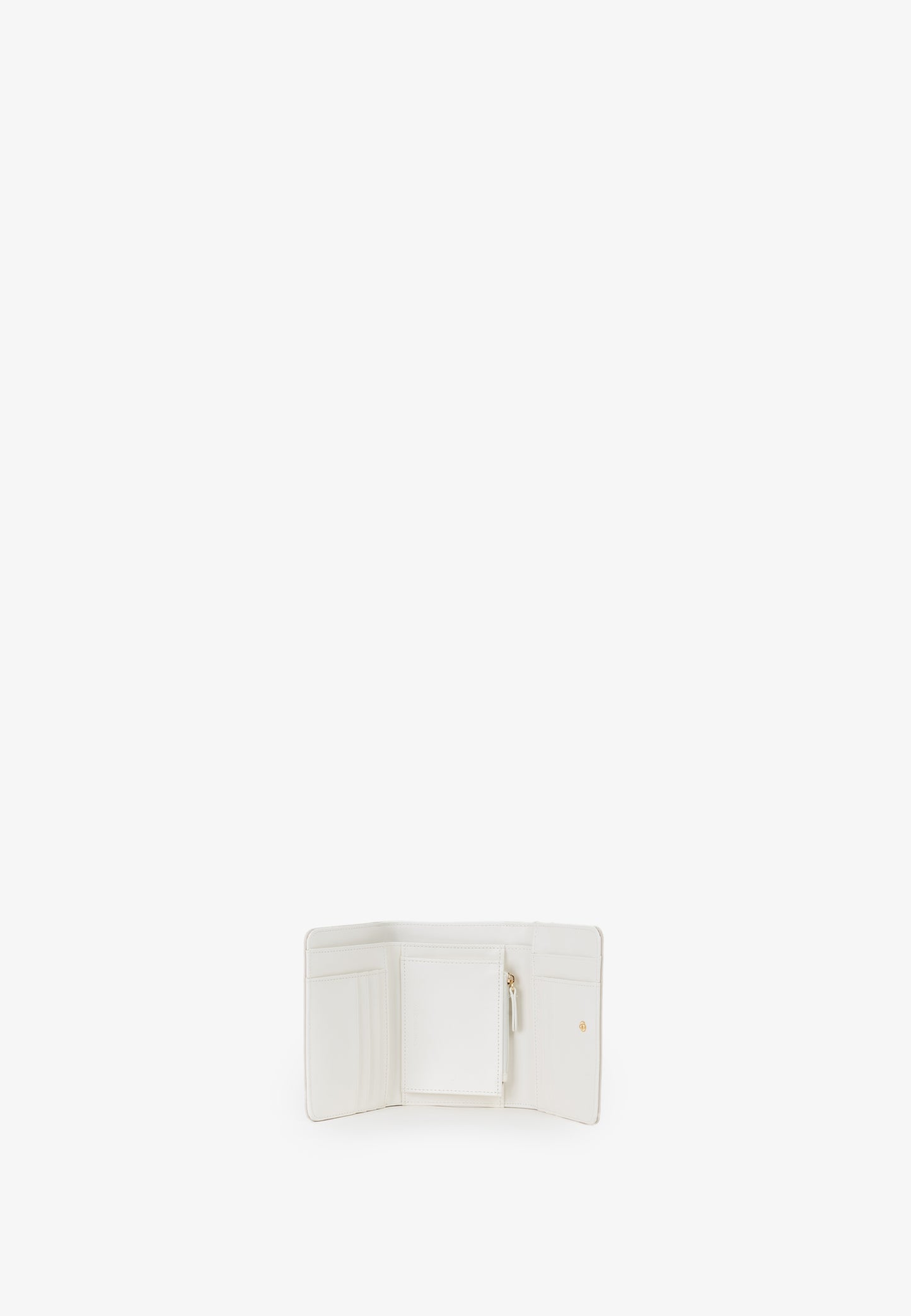 Portefeuille femme écru similicuir compact trifold