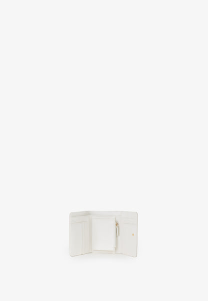 Portefeuille femme écru similicuir compact trifold