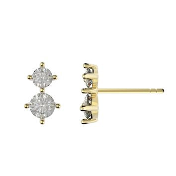 Clou d'oreille femme or jaune 9 carats double zirkonia