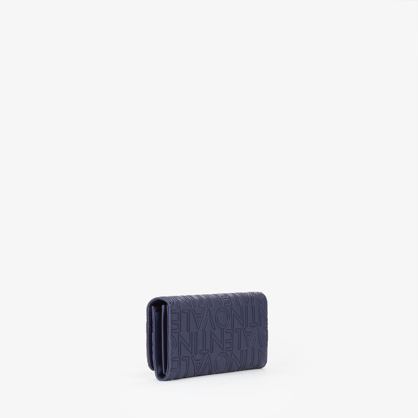 Portefeuille femme simili cuir bleu marine monogramme embossé