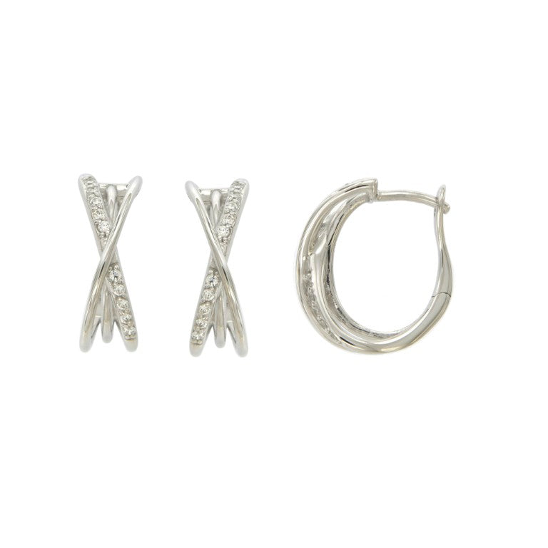 CREOLES ARGENT RHODIE - ZIRCONIA