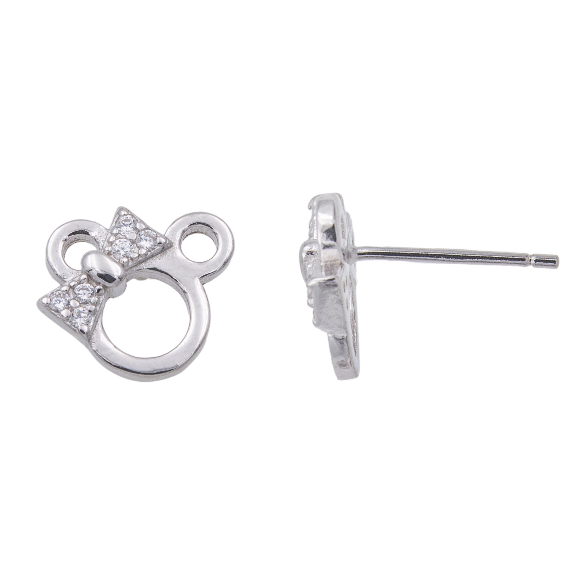 Clou d'oreille enfant argent 925 rhodié souris zirconia