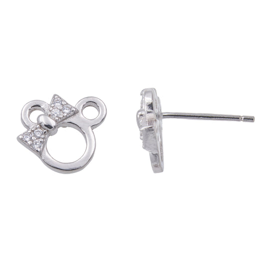Clou d'oreille enfant argent 925 rhodié souris zirconia