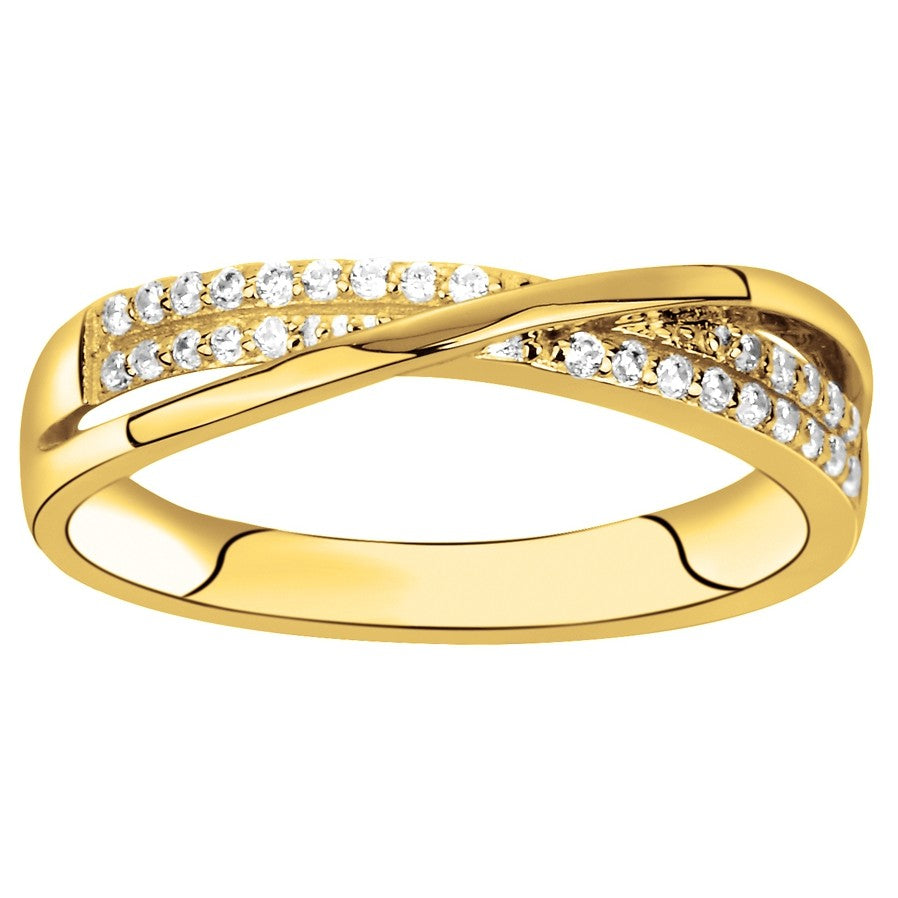 Bague femme plaqué or jaune entrelacée zirconia