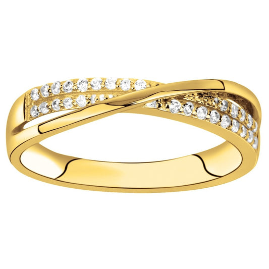 Bague femme plaqué or jaune entrelacée zirconia