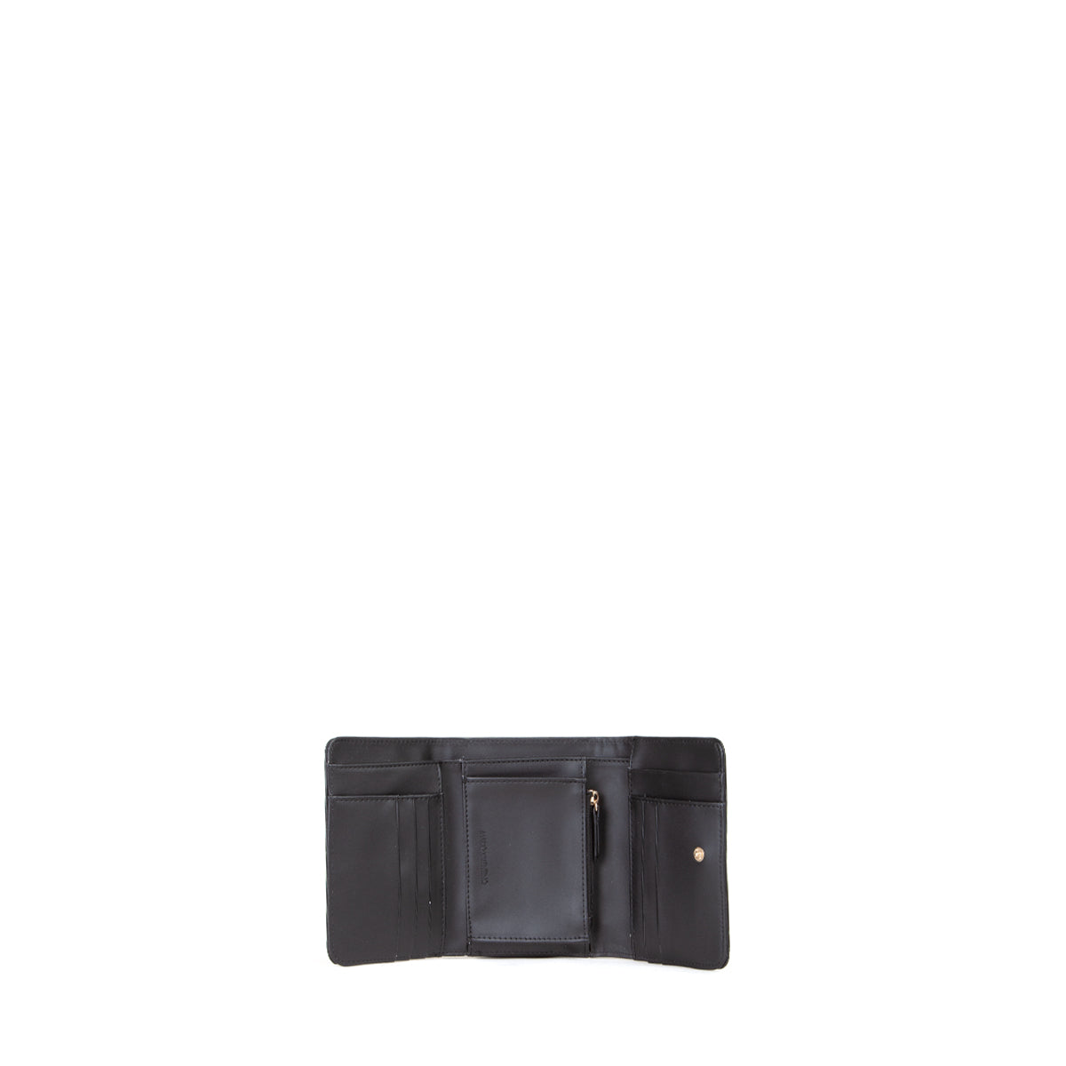 Portefeuille femme cuir grainé noir compact triptyque