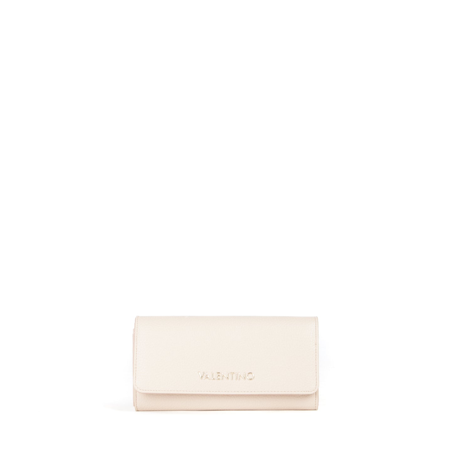 Portefeuille femme écru aspect lisse fermeture clapet