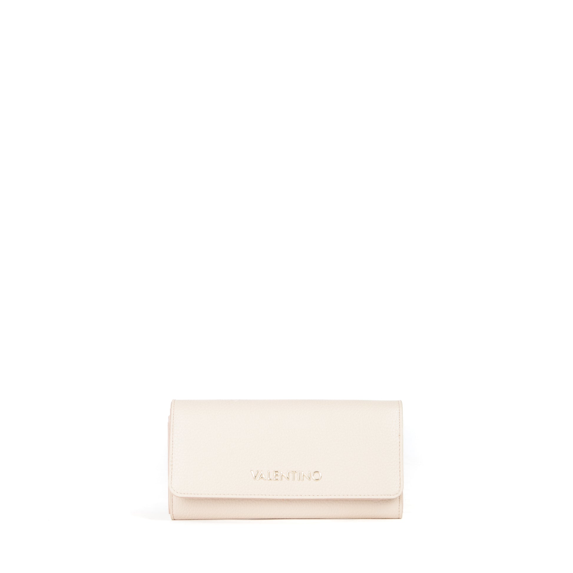 Portefeuille femme écru aspect lisse fermeture clapet