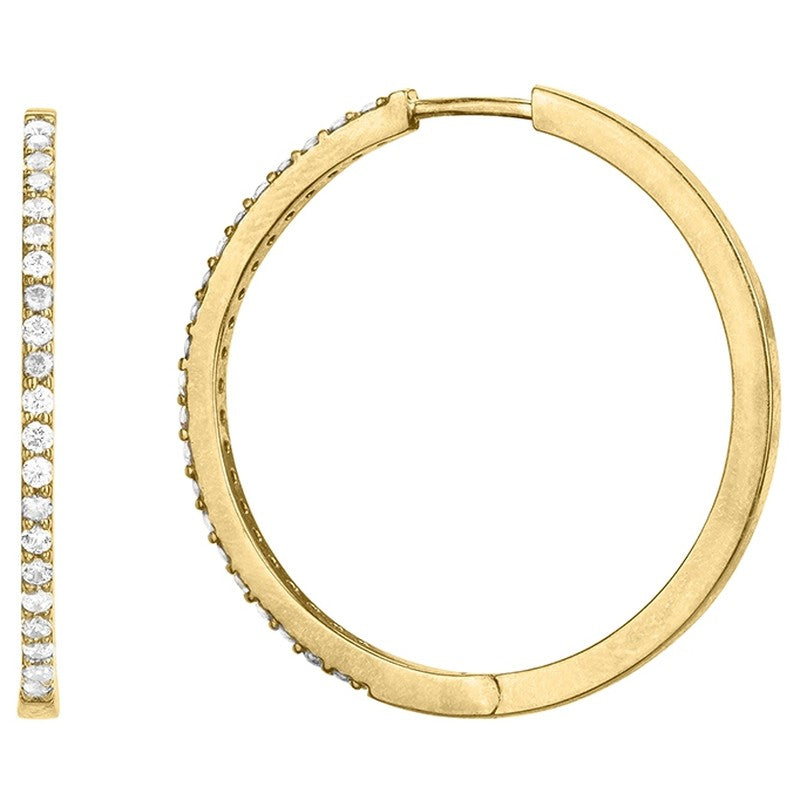 Créoles femme plaqué or jaune zirconia 30 mm charnière