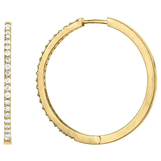 Créoles femme plaqué or jaune zirconia 30 mm charnière