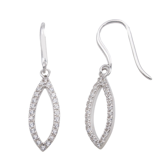Boucles d'oreilles femme argent rhodié zirconia marquise