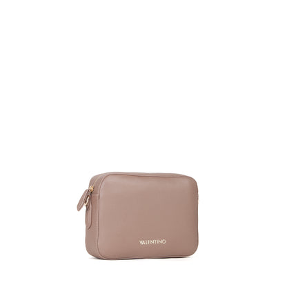 Sac bandoulière femme cuir grainé taupe fermeture zip