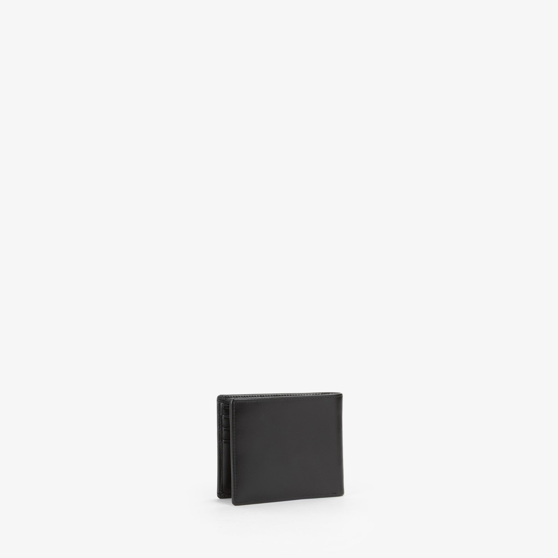 Portefeuille homme cuir lisse noir bifold compact