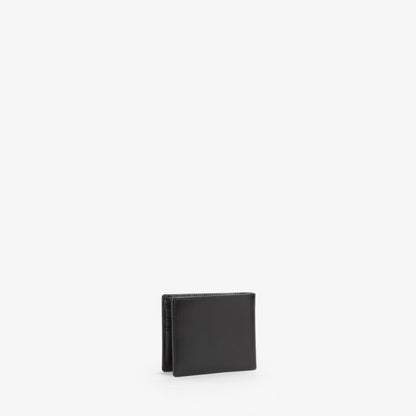 Portefeuille homme cuir lisse noir bifold compact