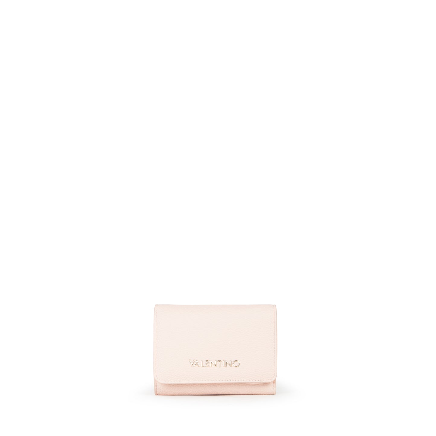 Portefeuille femme compact rose poudré fermoir à rabat