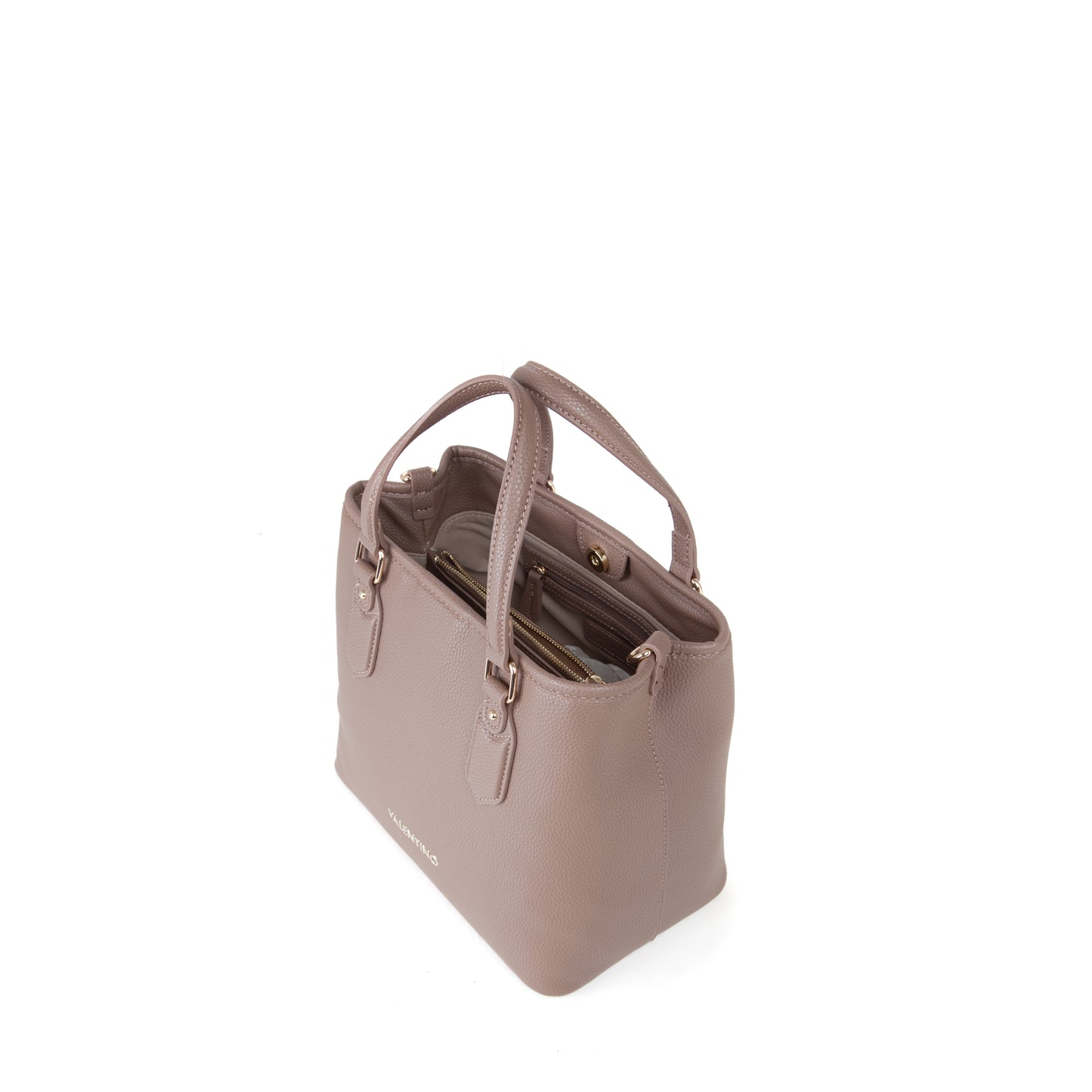 Sac à main femme taupe grainé anses doubles et bandoulière