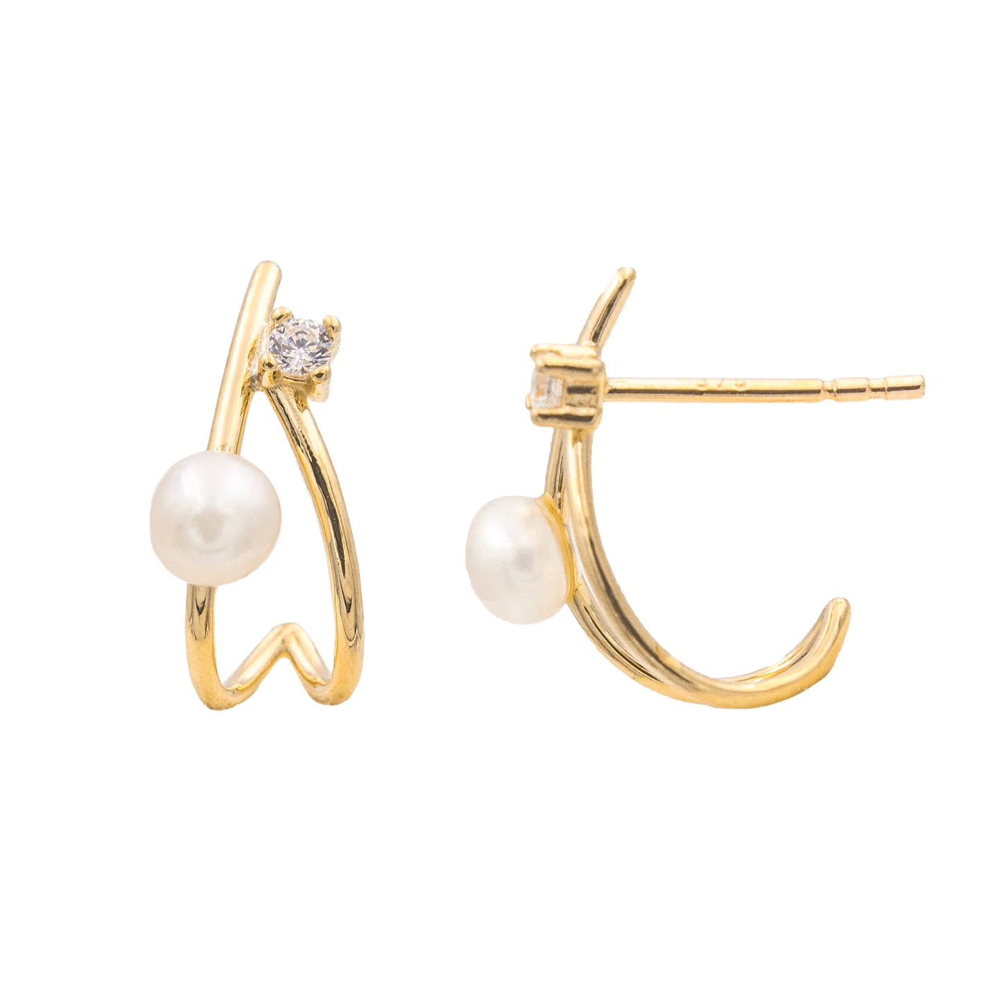 Boucles d'oreilles femme or 9 carats perle culture zirkonia
